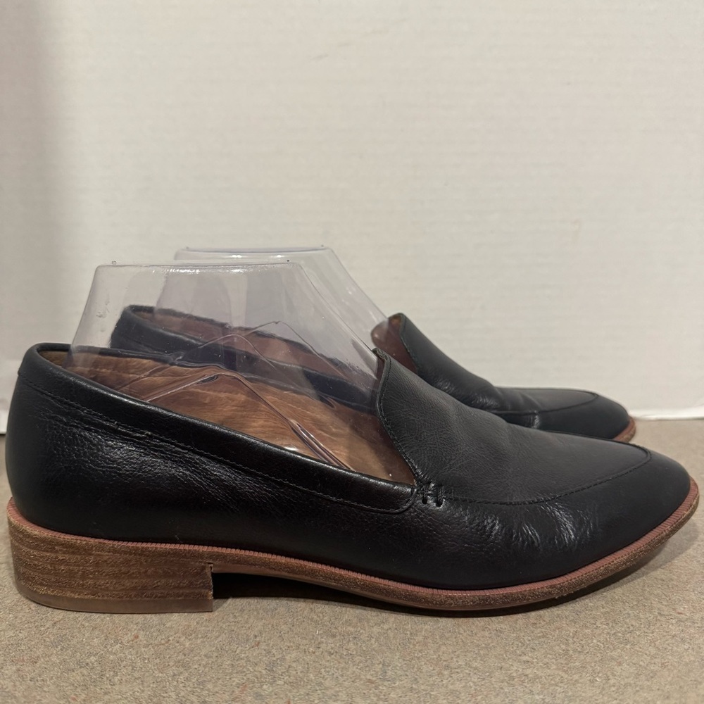 Madewell The Frances Black Leather Pointed Toe Loafer Flat Size 8.5 Minimalist